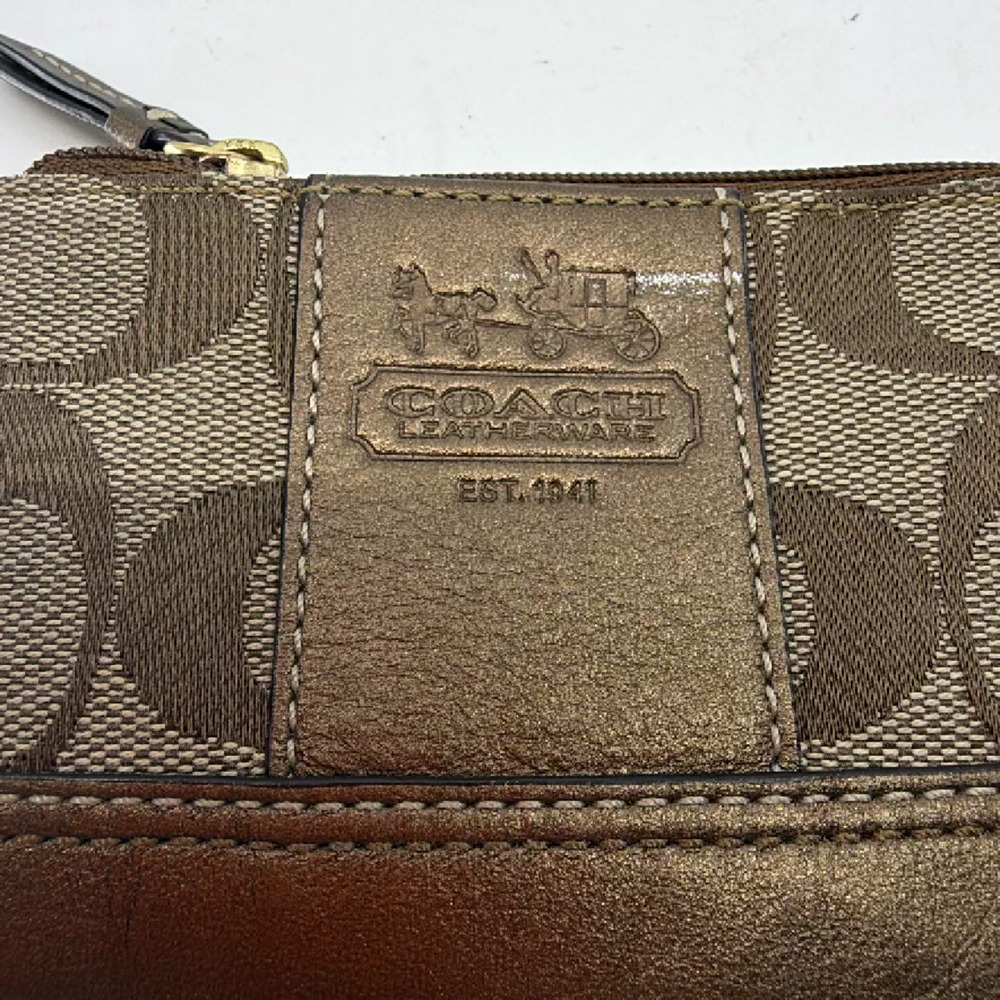 Coach Mini Skinny Brown Signature C Canvas Coin Case - Picture 2 of 8